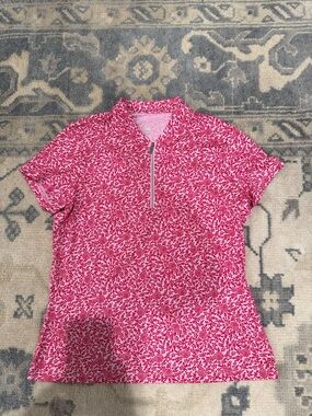 Tail Red Floral Zip-Front Golf Top